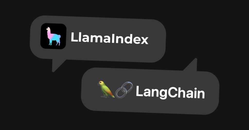 LlamaIndex and LangChain logos in chat bubbles