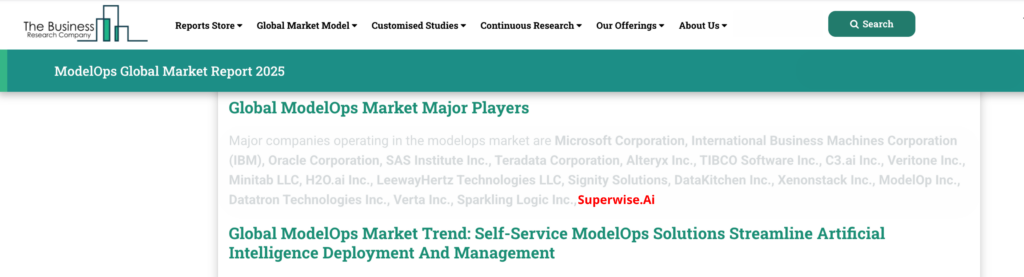 ModelOps Global Market Report 2025 listing major players including Superwise