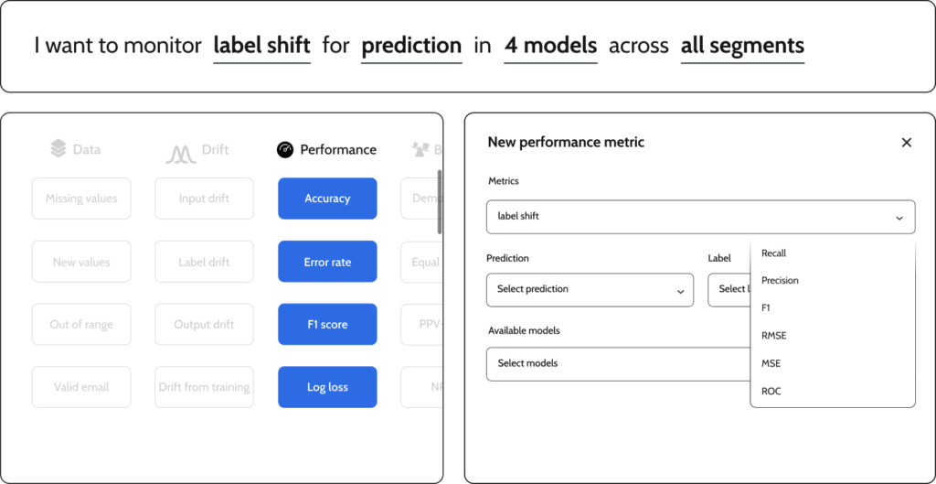 Superwise performance monitoring dashboard displaying real-time model metrics and performance trends